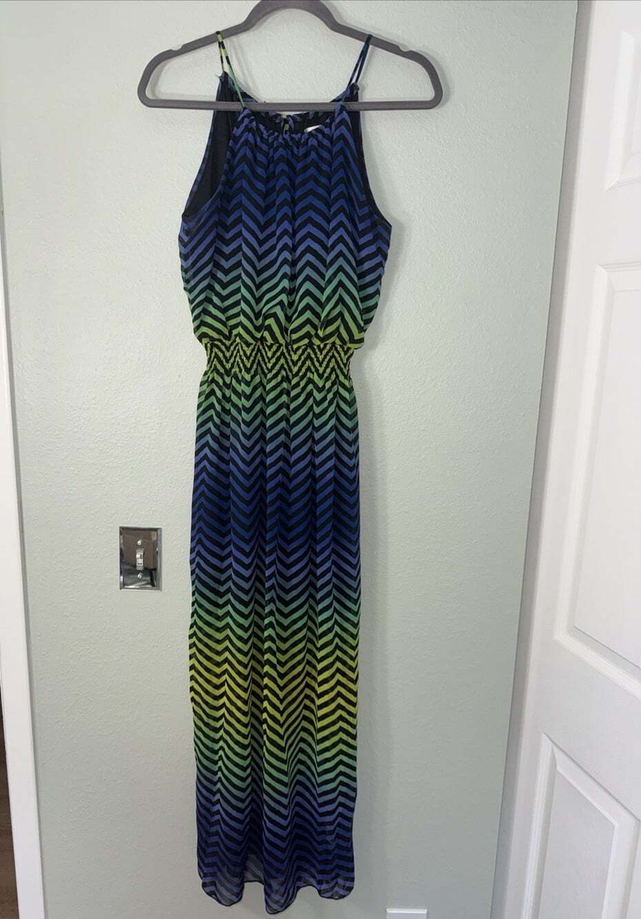 Sweet Storm Women’s Large Stripe Boho Multicolor Spaghetti Strap Tie Maxi Dress